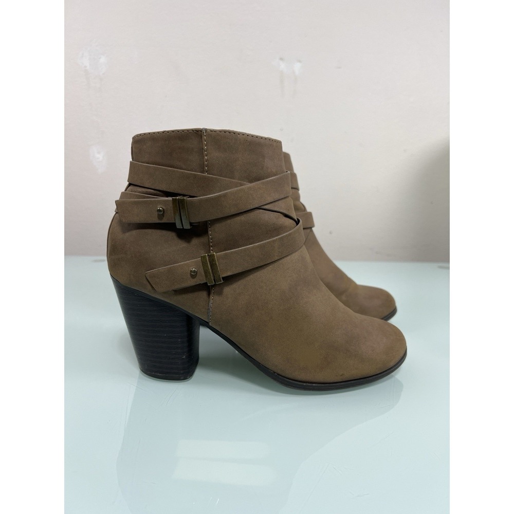 Charlotte Russe Brown Block Heel Booties Sz‎ 8 Boho Wrap Ankle